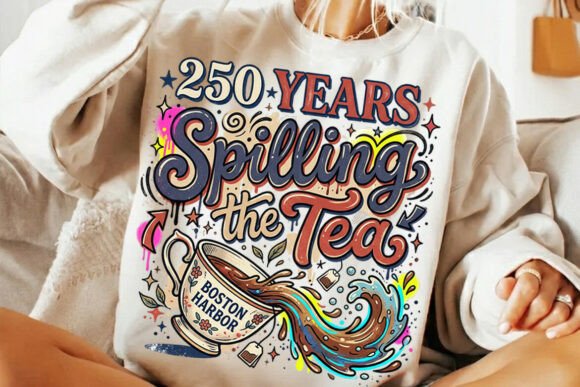 250 Years Spilling the Tea: A Patriotic PNG with a Witty Edge
