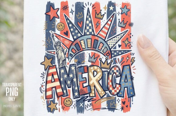 America Statue of Liberty PNG: Bold Doodle Art for Independence Day