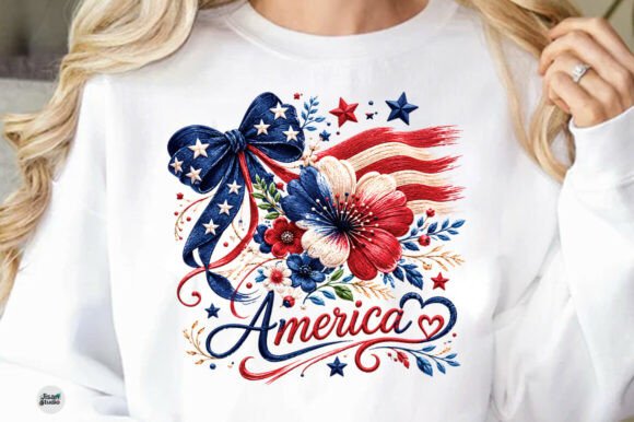 Boho Floral USA 250 Patriotic Bow PNG: A Design Asset