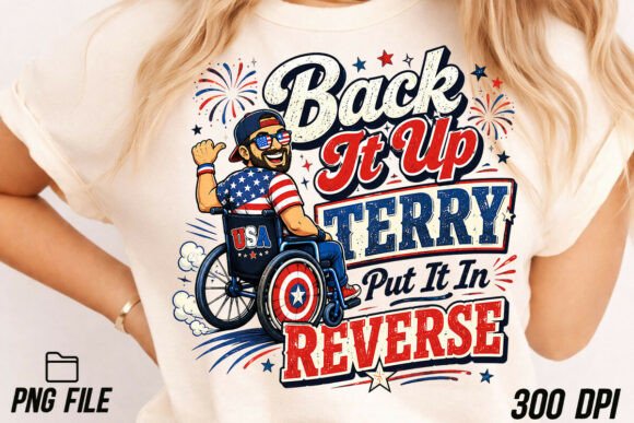 Funny 4th of July PNG: Wheelchair USA Design