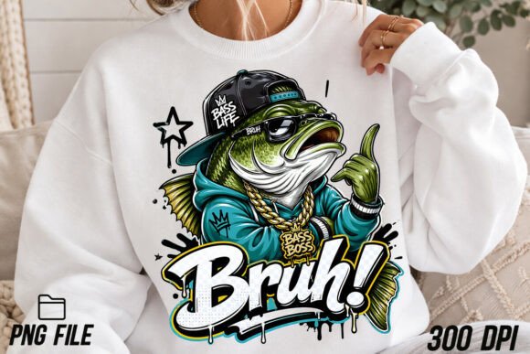 Hip Hop Bass Fish Bruh Streetwear PNG: Street Culture Meets Angling