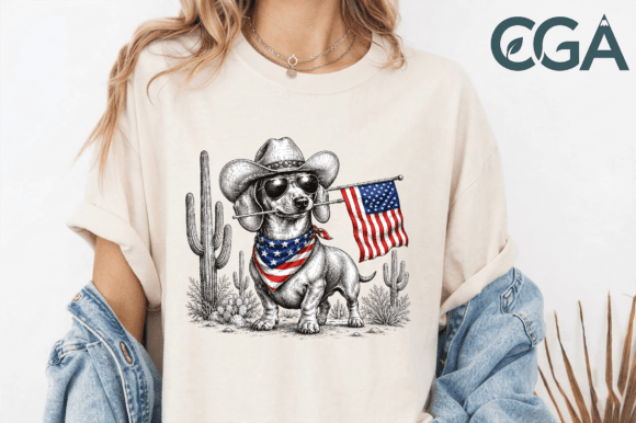 Patriotic Cowboy Dachshund Png: A Unique Western-Flavored Graphic