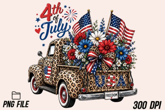 Patriotic Flower Truck 4th of July PNG: A Designer's Guide