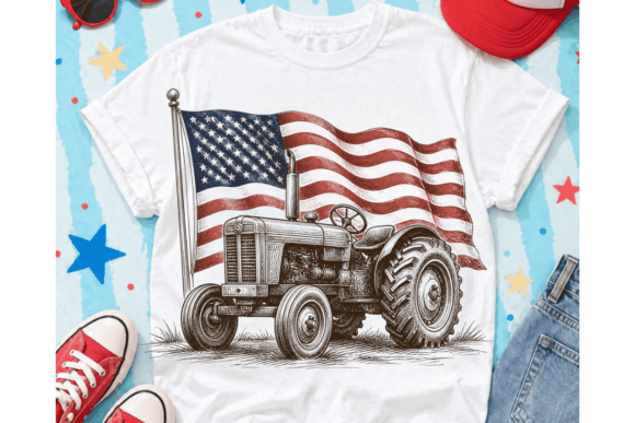 Patriotic Tractor PNG: 250 Years of American Farming