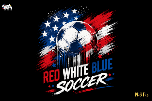 Red White Blue, Patriotic Soccer PNG: Bold Graphic Design